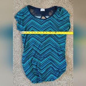 Siren Lily Small Maternity Green Blue Shirt